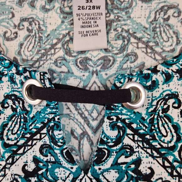 Catherines Top Women's 3X Multicolor Paisley Peek A Boo Shoulder Half Sleeve - Picture 5 of 9